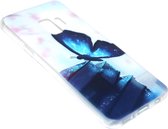 Blauw vlinder hoesje siliconen Geschikt voor Samsung Galaxy S9