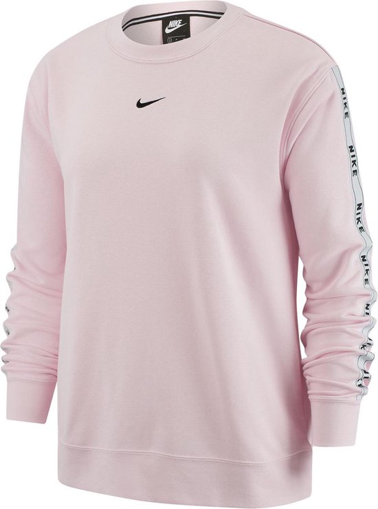 wet Zonder Respectievelijk Nike Sportswear Crew Logo Tape Sweater Sporttrui - Maat XS - Vrouwen - roze/wit/zwart  | bol.com