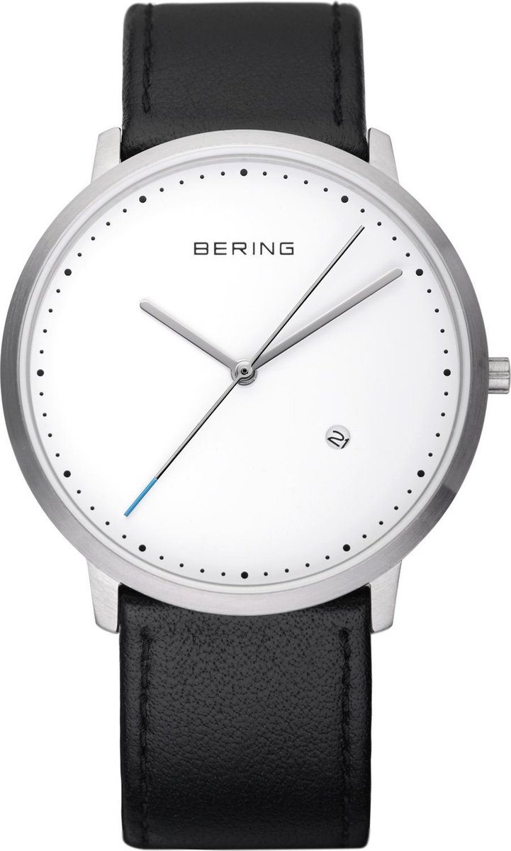 BERING 11139-404 - Horloge - Leer - Zilverkleurig - Ø 39 mm