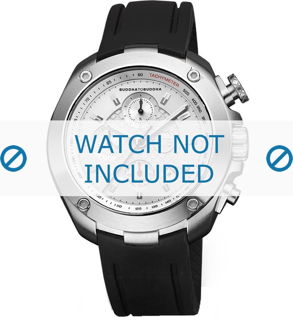 Buddha to Buddha Horlogeband Zwart Rubber voor Accelerator BTB.M.R… 46mm Horloges - 21mm