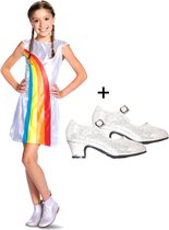 K3 jurk regenboog 6-8 jaar + schoentjes pakket mt 30