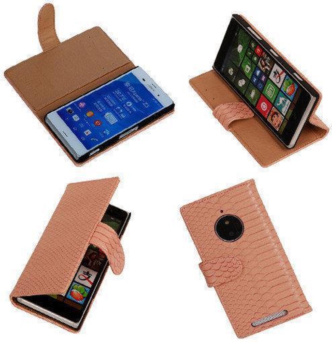 """Slang"" Pink Nokia Lumia 830 Bookcase Wallet Cover Hoesje"