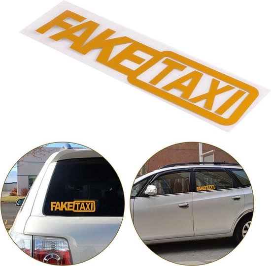 FAKE TAXI autosticker - 2 stuks - Grappige stickers voor auto - Mannen prank