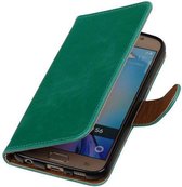 Groen vintage lederlook bookcase voor de Samsung Galaxy S6 Telefoonhoesje