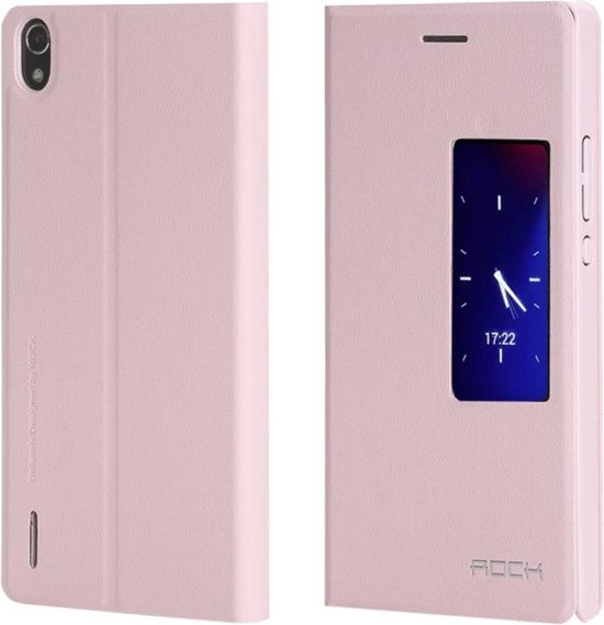 ROCK (Uni book case Lichtroze - hoesje voor Huawei Ascend P7 | bol.com