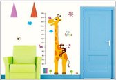 Muursticker groeimeter met giraffe en aapje
