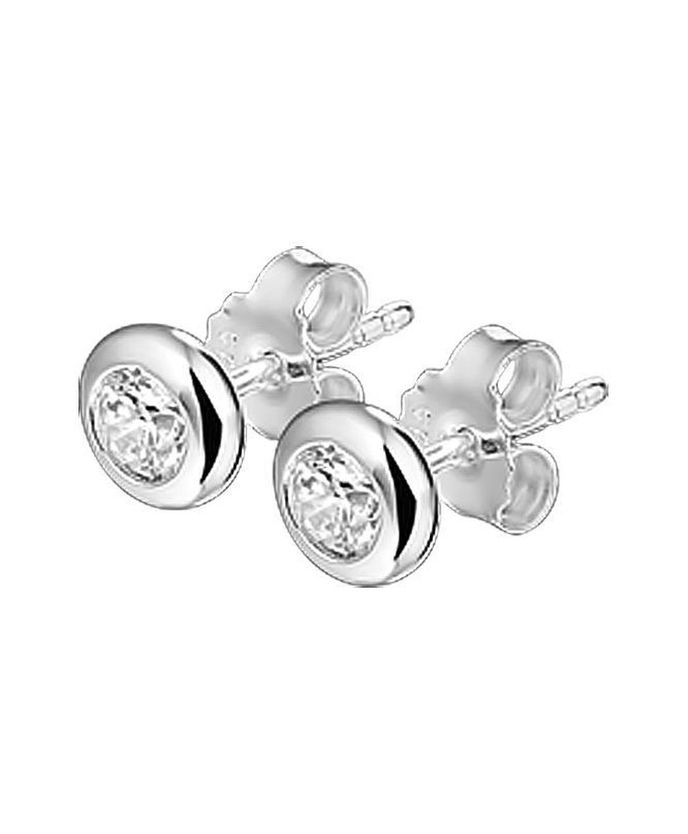 The Jewelry Collection Oorknoppen Zirkonia - Zilver Gerhodineerd