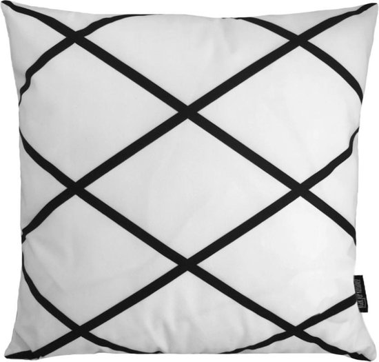 Soft Criss Cross / Kruis Square Kussenhoes | Katoen/Polyester | 45 x 45 cm | Zwart - Wit