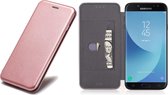Samsung Galaxy J3 (2017) Book Case Hoesje Roze / Roségoud - Portemonnee Hoesje Leer met Siliconen Houder - Flip Cover 360° Bescherming