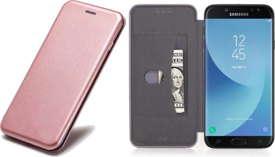 Hoesje geschikt voor Samsung Galaxy J3 (2017) Book Case Hoesje Roze / Roségoud - Portemonnee Hoesje Leer met Siliconen Houder - Flip Cover 360° Bescherming