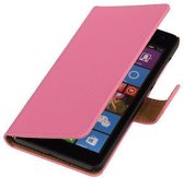 Effen Roze Microsoft Lumia 535 Hoesje Book/Wallet Case/Cover