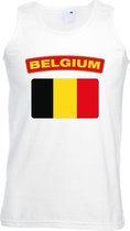 Belgie singlet shirt/ tanktop met Belgische vlag wit heren M