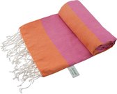 Arowell Double Banded Pestemal - Fouta - Hamamdoek - Hammamdoek - Peach - Roze - 180 x 100 cm