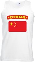 Singlet shirt/ tanktop Chinese vlag wit heren L