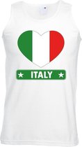 Italie hart vlag singlet shirt/ tanktop wit heren S