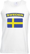 Singlet shirt/ tanktop Zweedse vlag wit heren M
