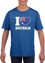 Blauw I love Australie fan shirt kinderen L (146-152)