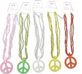 Kralenketting met Peace teken  Rood