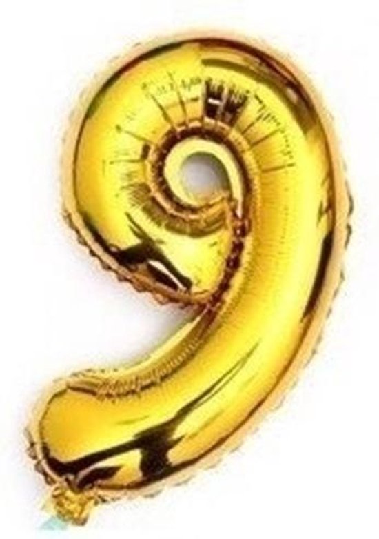 merknaam Civiel Preek 100 cm grote XL folie ballon van hoge kwaliteit nummer 9 goud | bol.com