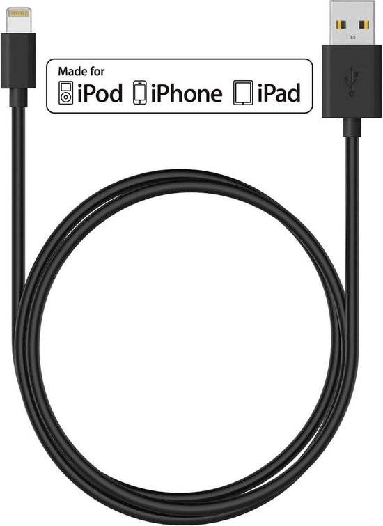 Originele Gebra lightning kabel 1 Meter voor Apple devices - Zwart