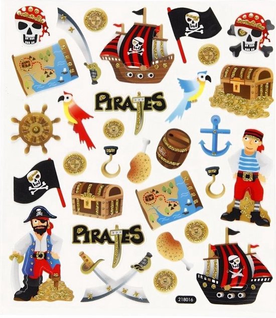 Piraten stickervel met gekleurde piraat stickers | bol.com
