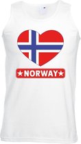 Noorwegen hart vlag singlet shirt/ tanktop wit heren 2XL