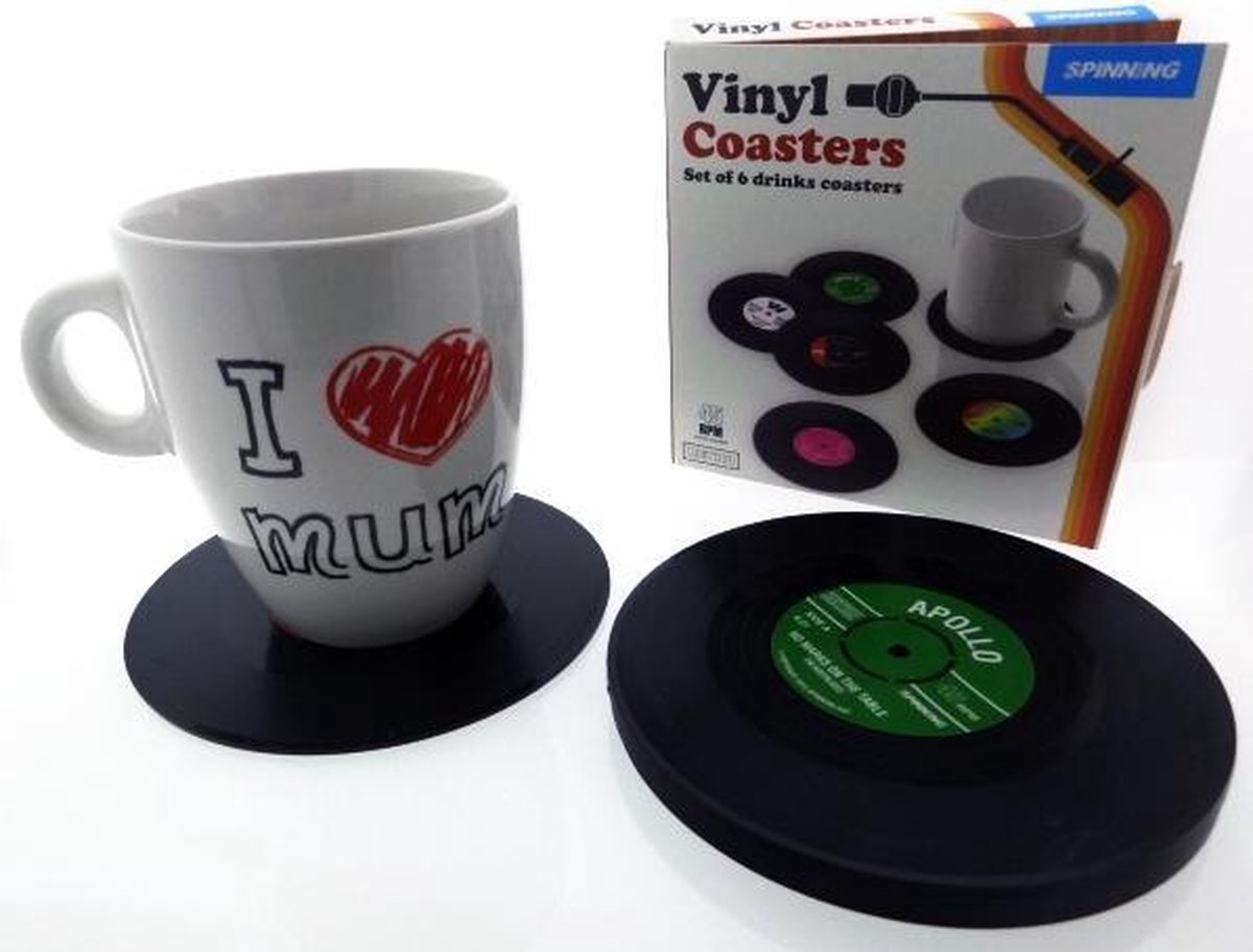 Vinyl record onderzetters (6 Stuks)