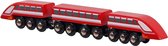 Mentari - Houten treinbaan hogesnelheidstrein 3-delig rood (universeel) - Houten Trein