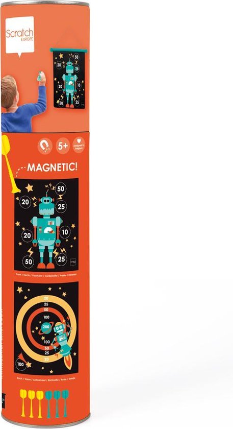 Thumbnail van een extra afbeelding van het spel Scratch Magnetisch Dartspel 40 X 31 Cm Robot