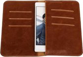 Bruin Pull-up Medium Pu portemonnee wallet voor Huawei Ascend G6