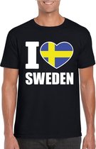Zwart I love Zweden fan shirt heren XL