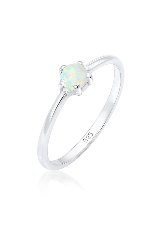 Elli Dames Ringen Dames Band Basis Geo met Synthetische Opaal in 925 Sterling Zilver