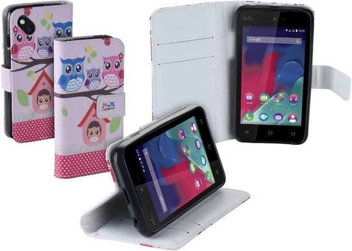 Uiltjes design TPU bookcase Smartphonehoesje voor Wiko Sunset 2 wallet case