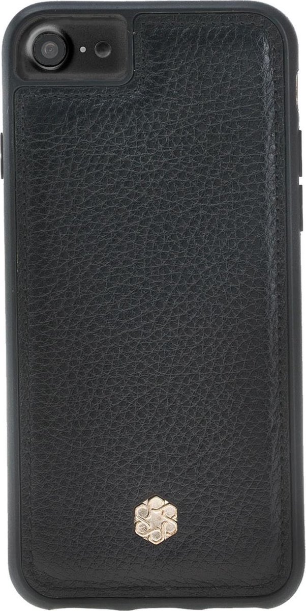Bomonti™ - Apple iPhone SE (2020) - Clevercase telefoon hoesje - Zwart Amsterdam - Handmade lederen back cover - Geschikt voor magnetische houders