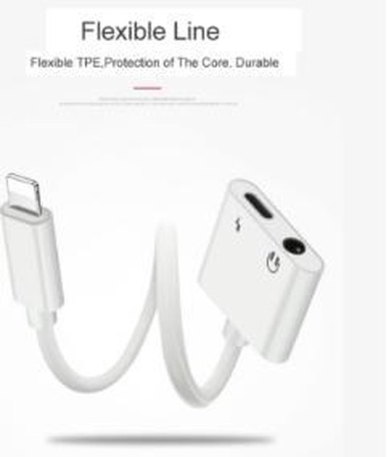Witte kabeladapter met flexibele TPE, bescherming van de kern en duurzaamheid.