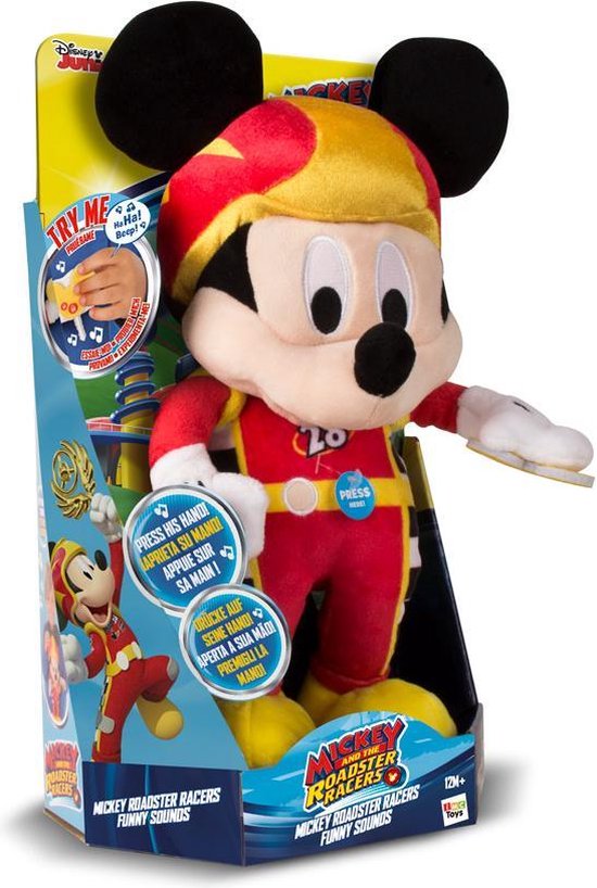 Peluche Mickey Roadster Racers Funny Sounds - 30 cm | bol.com