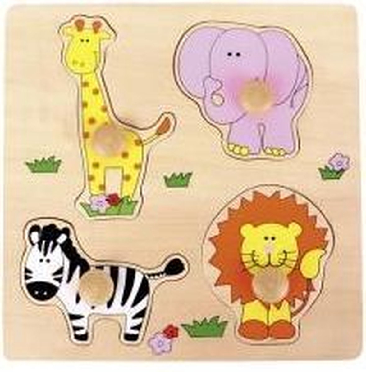 Houten Puzzel Dieren Grote Knop