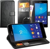 Wallet  book case hoesje voor Sony M4 Aqua -Zwart