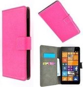 Microsoft lumia 532 hoesje book style wallet case P roze
