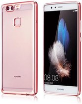 Huawei P10 Plus - Siliconen Rose Gouden Bumper Electro Plating met Transparante TPU Cover (Rose Gold Silicone Cover / Cover)