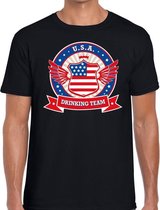 Zwart USA drinking team t-shirt heren M