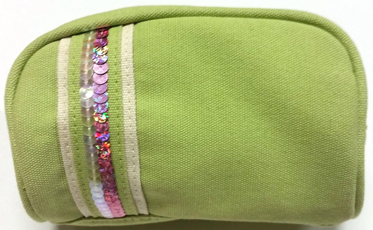 Cimi - Make-up tasje- "Green Paillettes" 2913-afmeting 16 x 9 x 10 cm.