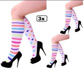 3x Paar sokken multicolour strepen/dots