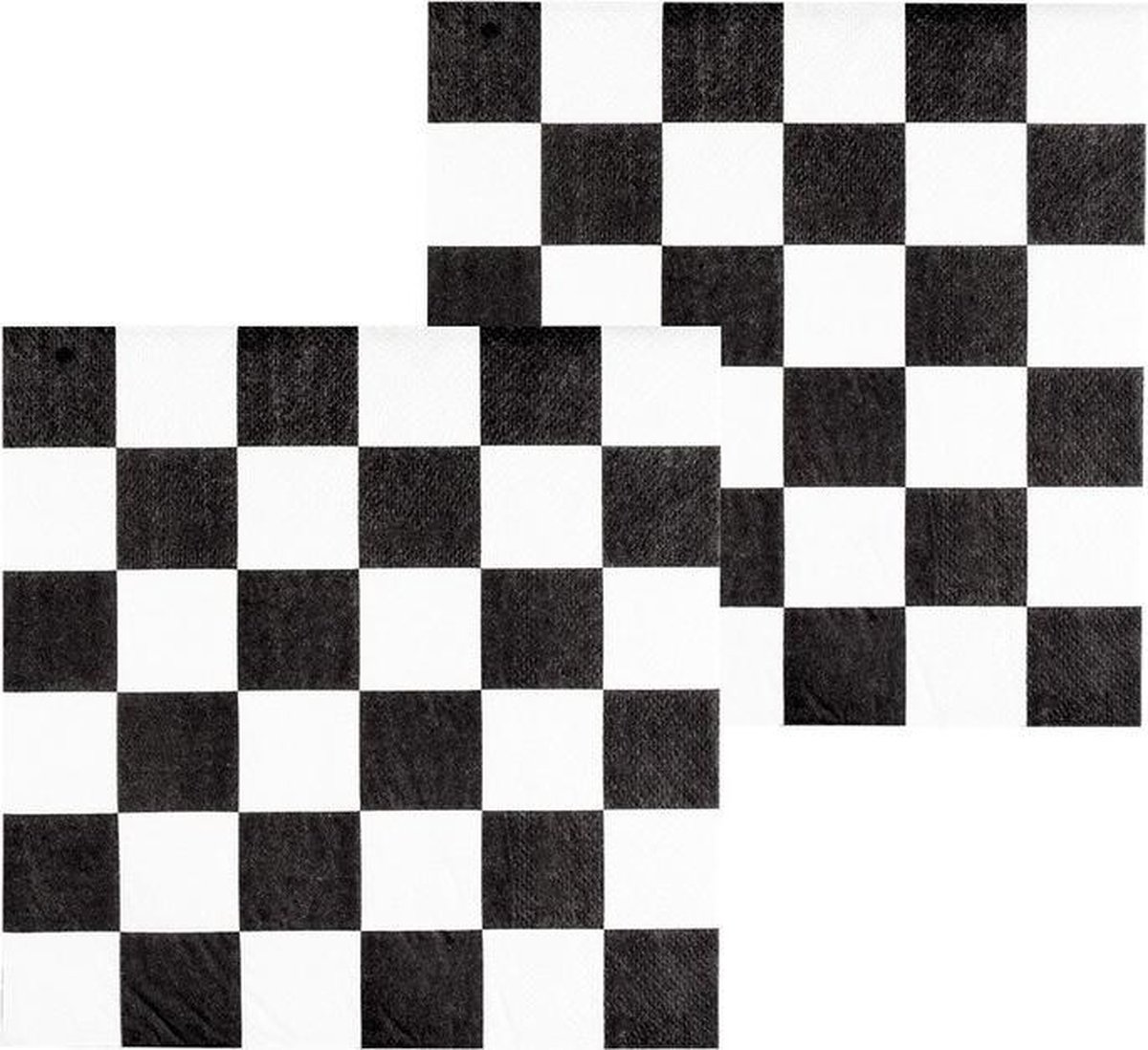 12x Finish auto racing servetten zwart/wit geblokt - tafel feestartikelen en versiering