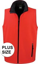Grote maten softshell casual bodywarmer rood voor heren - Outdoorkleding wandelen/zeilen - Mouwloze vesten plus size 3XL (46/58)