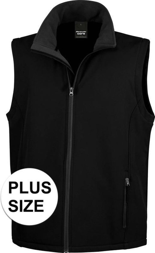 Grote maten softshell casual bodywarmer zwart voor heren - Outdoorkleding wandelen/zeilen - Mouwloze vesten plus size 4XL (48/60)
