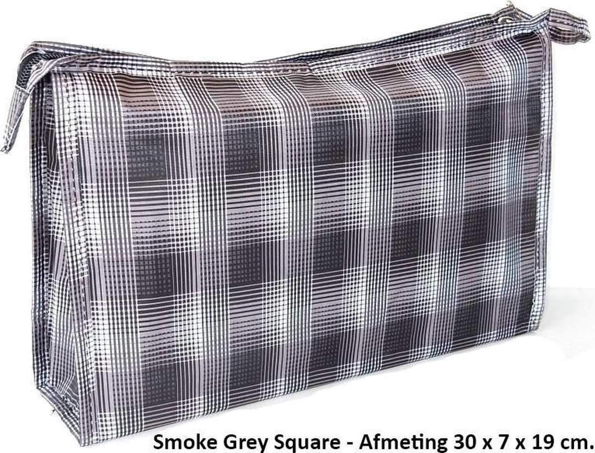 Rojafit - Toilettas - Groot - Smoke Grey Square - Afmeting 30 x 7 x 19 cm.