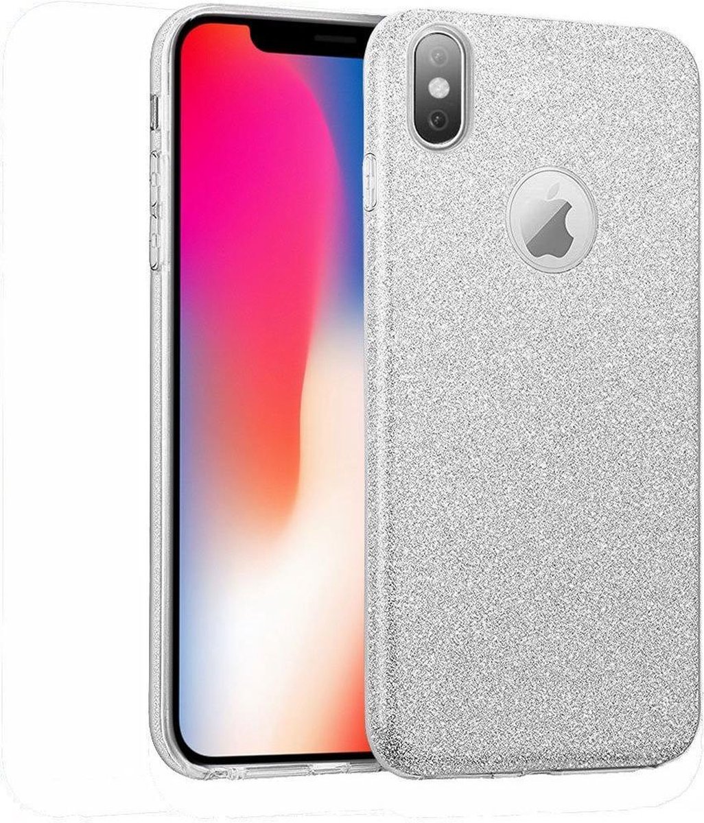 Apple iPhone X Schokbestendig glitters Hoesje - Zilver