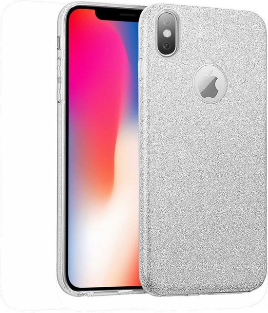 beton Vermoorden Paar Apple iPhone X Schokbestendig glitters Hoesje - Zilver | bol.com