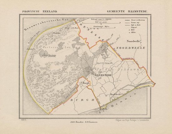Historische kaart, plattegrond van gemeente Haamstede in Zeeland uit 1867 door Kuyper van Kaartcadeau.com